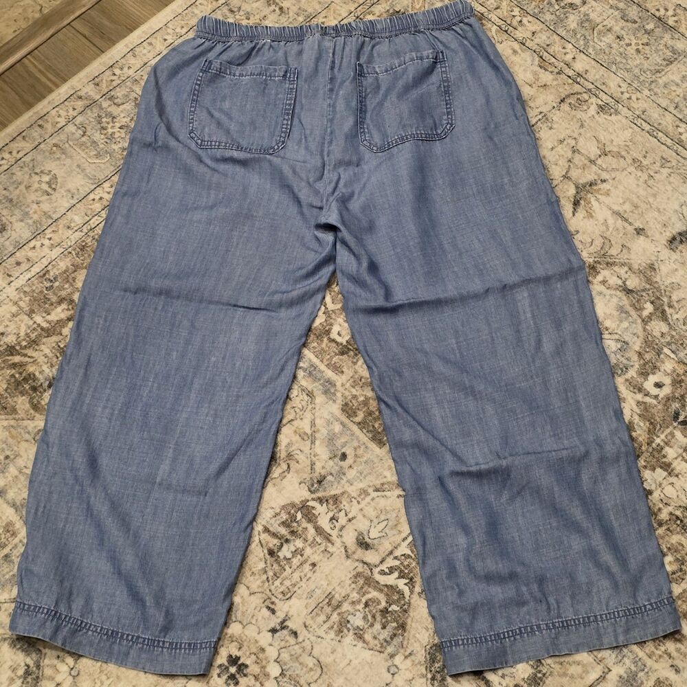 Splendid Blue Lyocell Chambray Wide Leg Crop Pants M - Picture 9 of 9